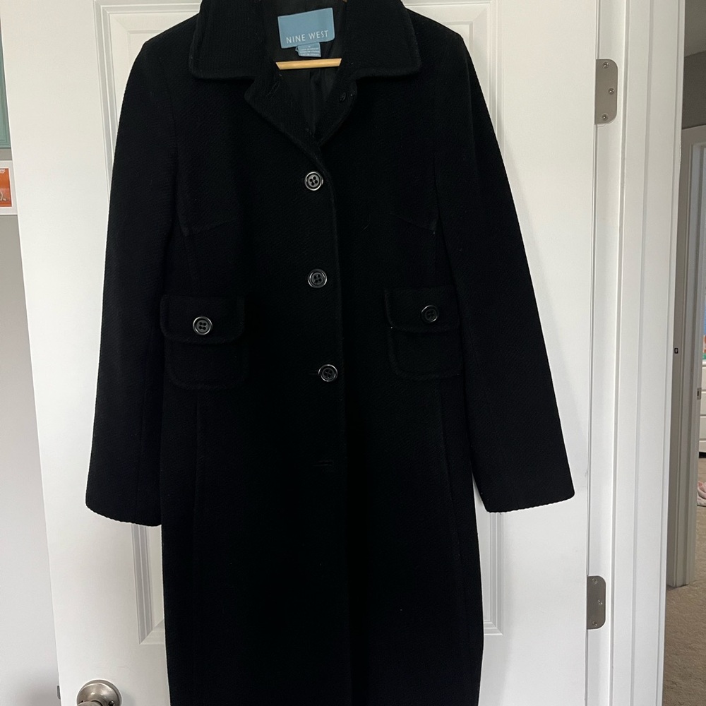 Nine West Women's Elegant Black Trench Coat
